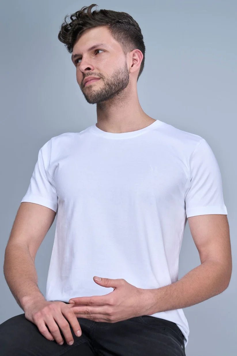 White Round Neck Half T - Shirt - vyapo