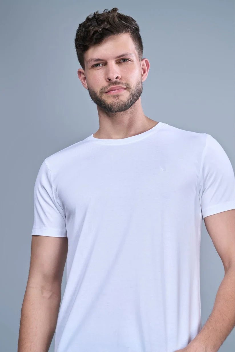 White Round Neck Half T - Shirt - vyapo