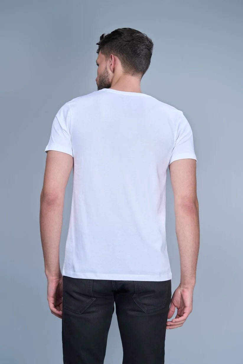 White Round Neck Half T - Shirt - vyapo