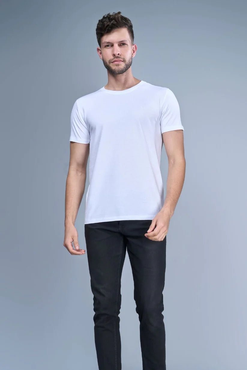 White Round Neck Half T - Shirt - vyapo